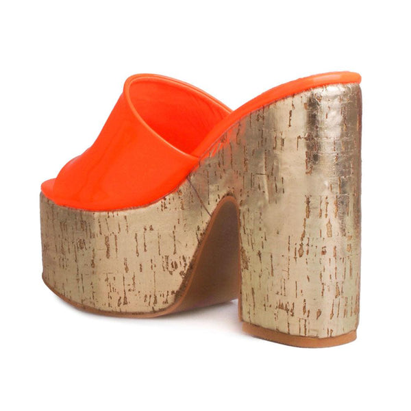 Privileged By J.c. Dossier Gigietta Orange Platform Heels