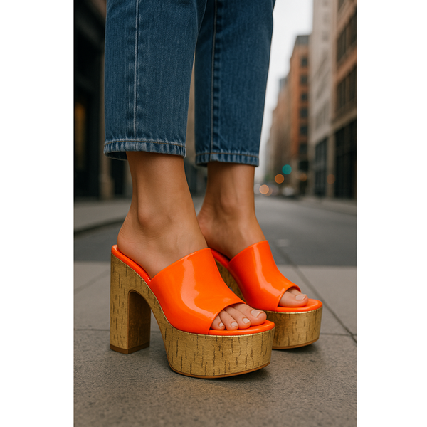 privileged by j.c. dossier Gigietta Orange Platform Heels