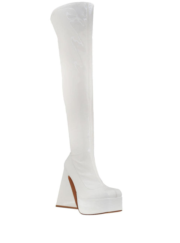 Privileged By J.c. Dossier Ginsburg White Vegan Leather Platform Boot
