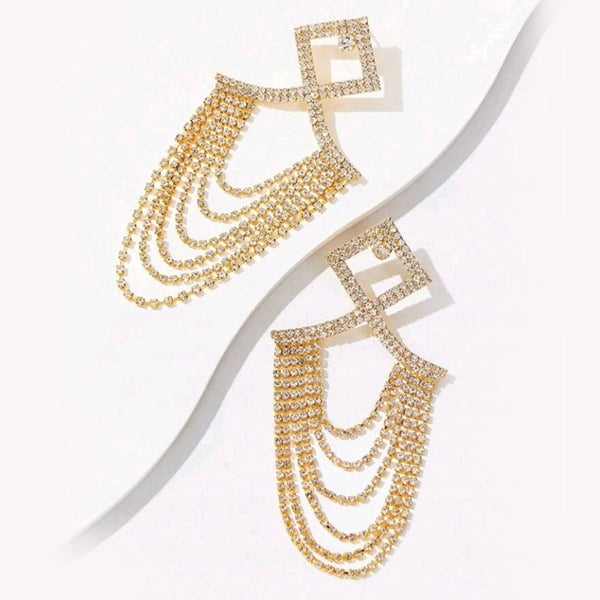 Privileged By J.c. Dossier Gold Drape Earrings - Statement Jewelry