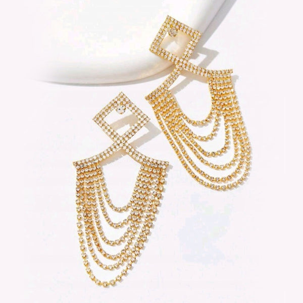 privileged by j.c. dossier Gold Drape Earrings - Statement Jewelry