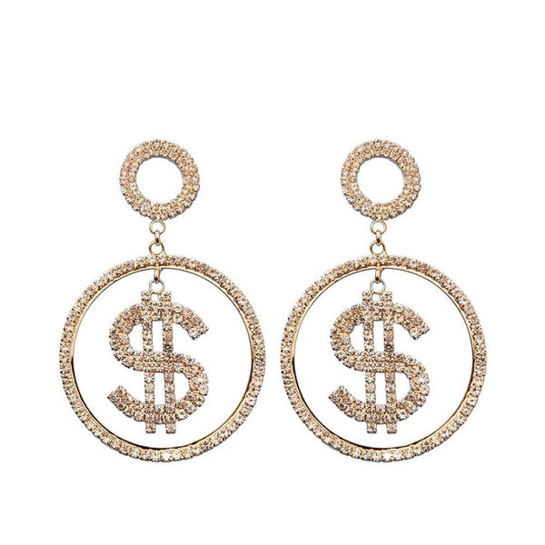 privileged by j.c. dossier Gold Rhinestone Bling Earrings