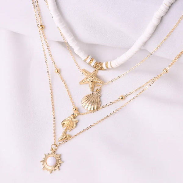 Privileged By J.c. Dossier Gold Seashell Necklace - Statement Layered Jewelry