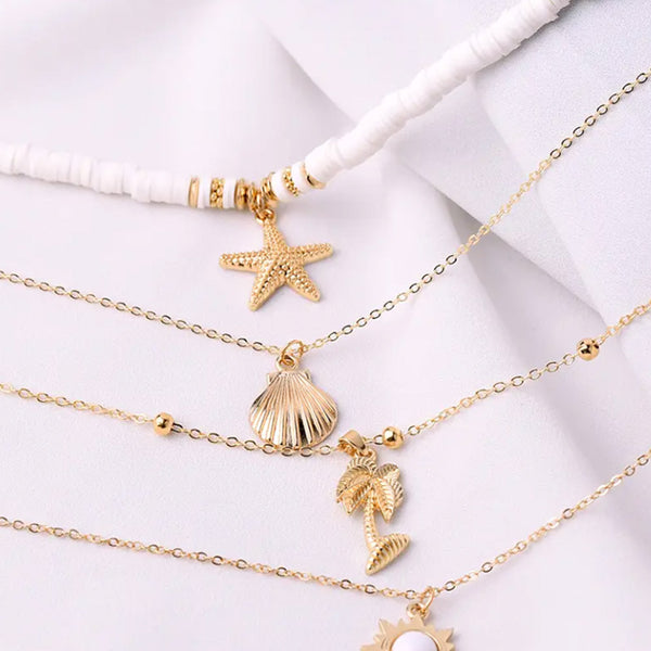 Privileged By J.c. Dossier Gold Seashell Necklace - Statement Layered Jewelry
