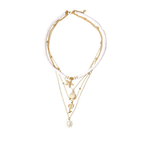 Privileged By J.c. Dossier Gold Seashell Necklace - Statement Layered Jewelry