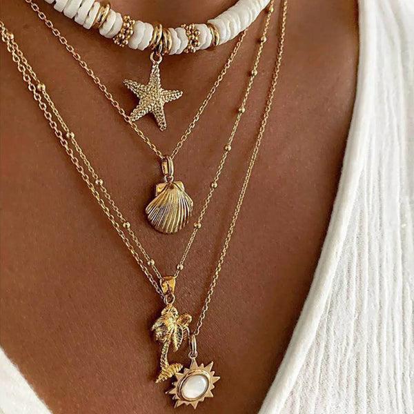 privileged by j.c. dossier Gold Seashell Necklace - Statement Layered Jewelry
