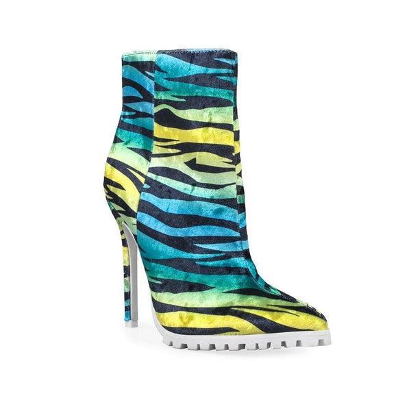 Privileged By J.c. Dossier Groupie Neon Zebra Bootie - Bold Style
