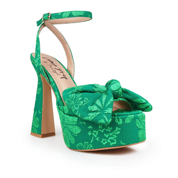 Privileged By J.c. Dossier Habbit Green Platform Heels