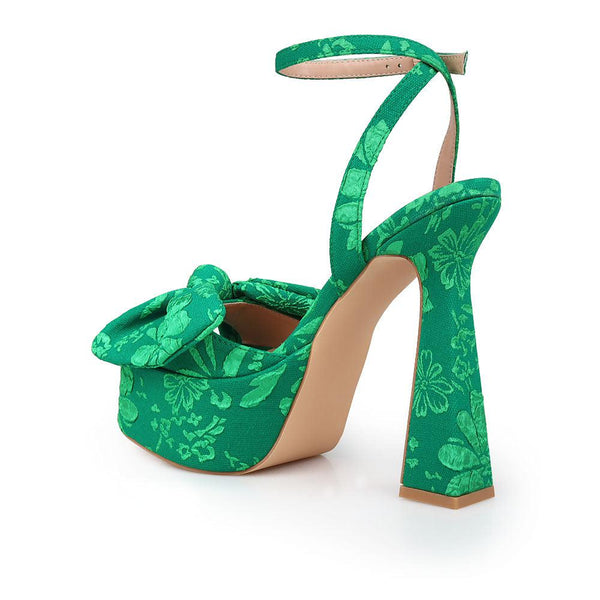 Privileged By J.c. Dossier Habbit Green Platform Heels