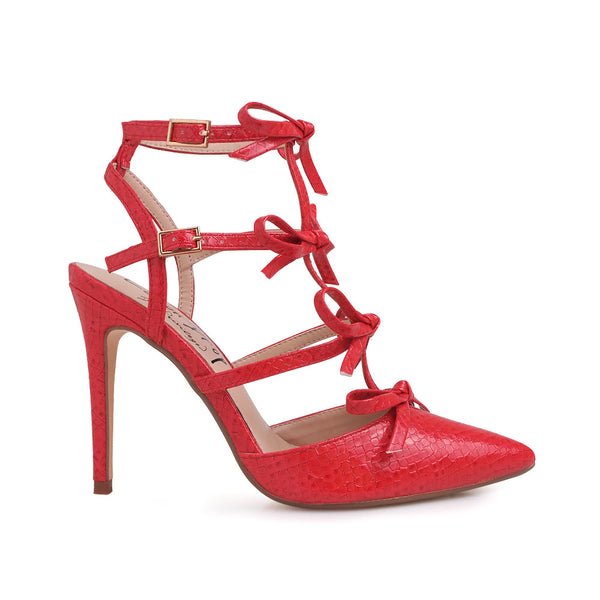 privileged by j.c. dossier Halkirk Red Vegan Leather Heels