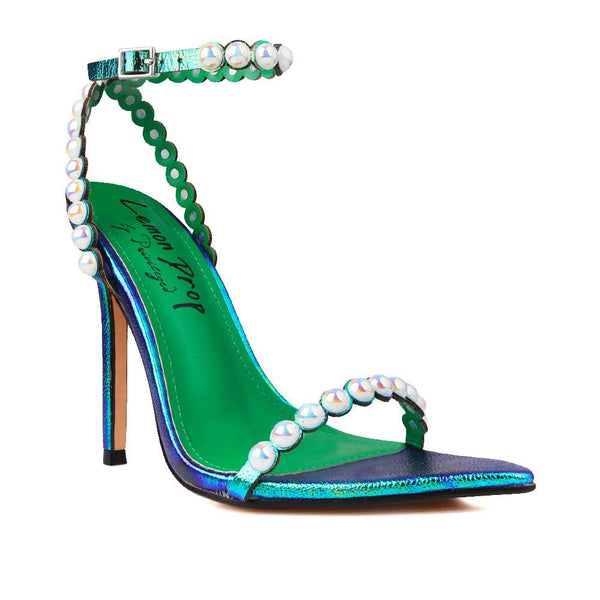 Privileged By J.c. Dossier Harline Pearl Heel In Iridescent Green