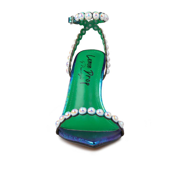Privileged By J.c. Dossier Harline Pearl Heel In Iridescent Green