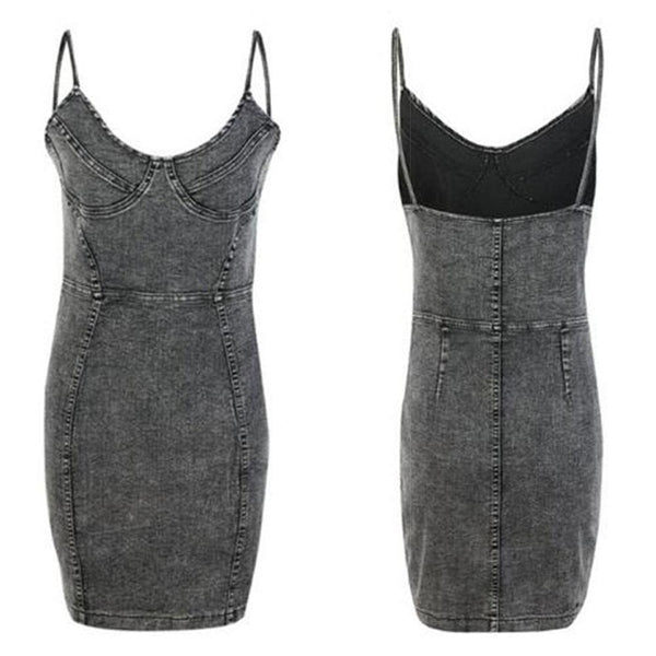 Privileged By J.c. Dossier Hayden Denim Dress Sleeveless Blue
