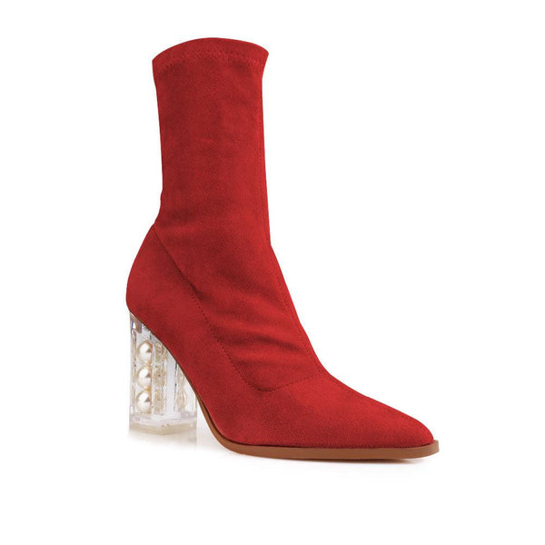 Privileged By J.c. Dossier Haydin Red Vegan Suede Bootie
