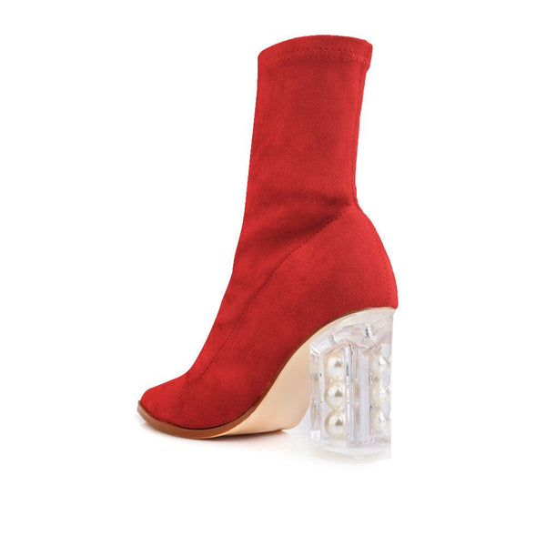 Privileged By J.c. Dossier Haydin Red Vegan Suede Bootie