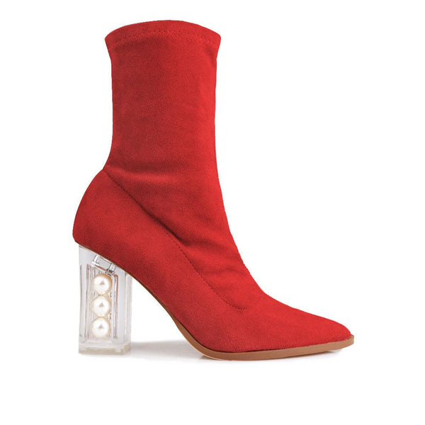 privileged by j.c. dossier Haydin Red Vegan Suede Bootie