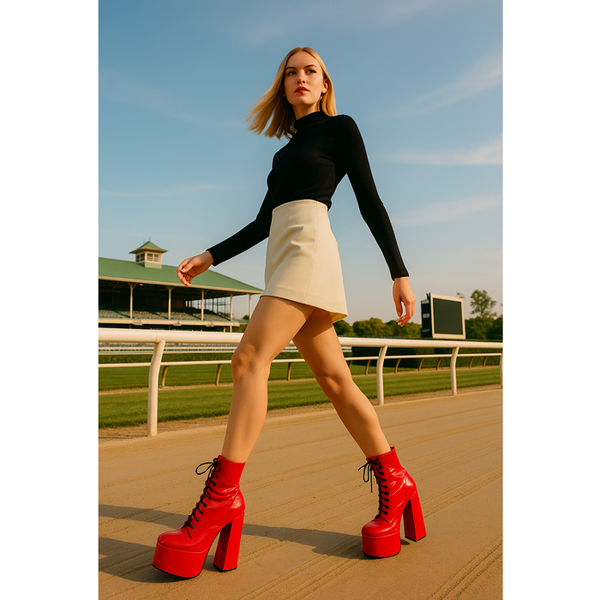 Privileged By J.c. Dossier Hedy Red Platform Bootie | Bold & Fearless