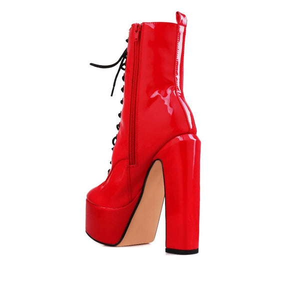 Privileged By J.c. Dossier Hedy Red Platform Bootie | Bold & Fearless