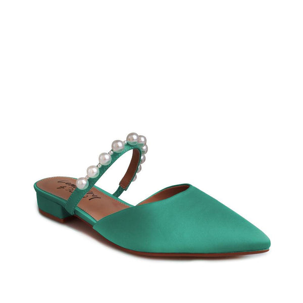 Privileged By J.c. Dossier Hersh Green Pearl Strap Flat