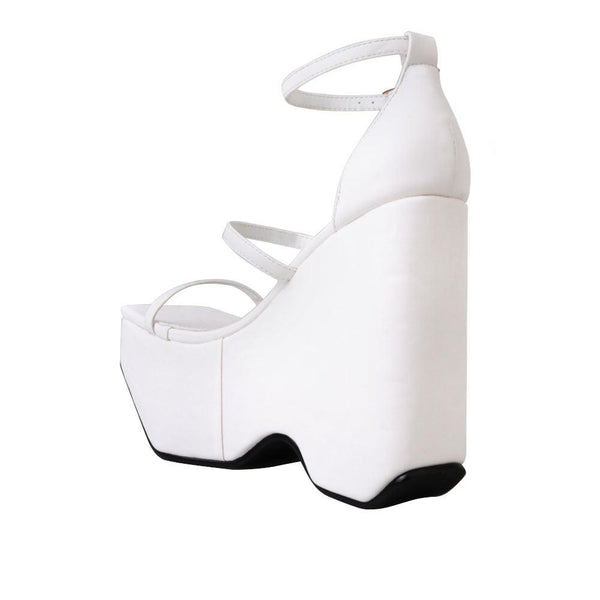 Privileged By J.c. Dossier Hidee White Platform Heels