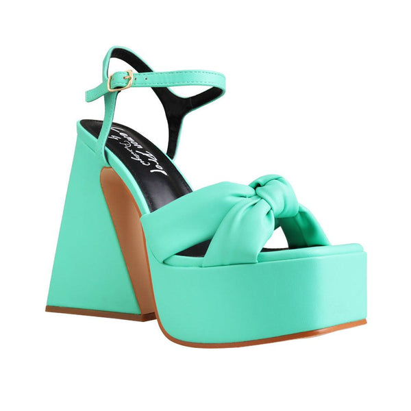 Privileged By J.c. Dossier Hiner Neon Green Platform Heels