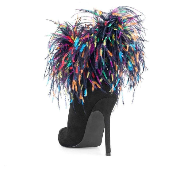 Privileged By J.c. Dossier Hirosa Blue Faux Feather Bootie