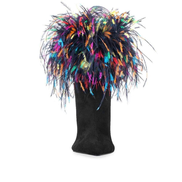 Privileged By J.c. Dossier Hirosa Blue Faux Feather Bootie