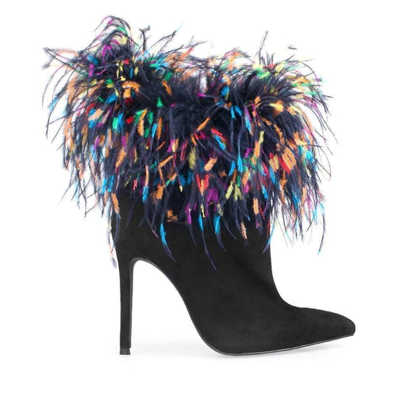 privileged by j.c. dossier Hirosa Blue Faux Feather Bootie