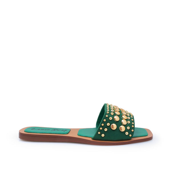 privileged by j.c. dossier Hodge Flat Slide Sandals with Gold Studs