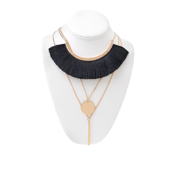 privileged by j.c. dossier Horace Black Fringe Necklace