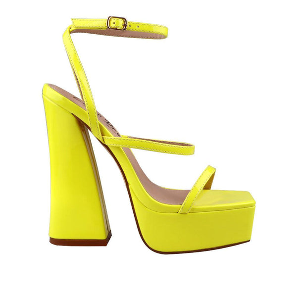 privileged by j.c. dossier Howler Neon Yellow Platform Heel