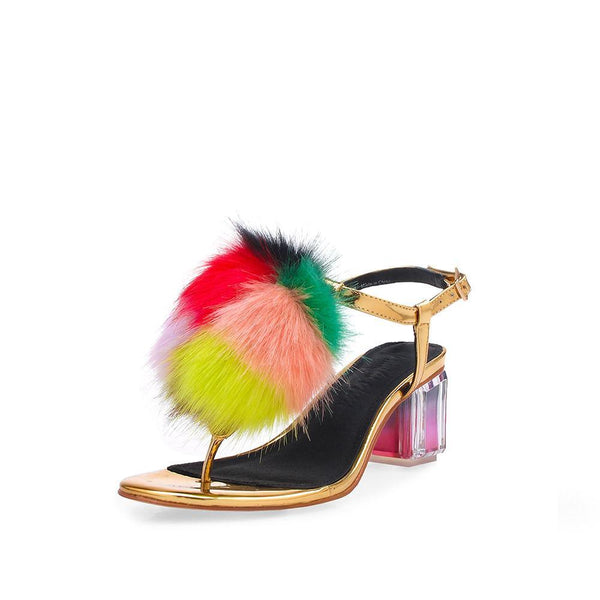 Privileged By J.c. Dossier Hype Neon Fuzzy Heel With Block Heel