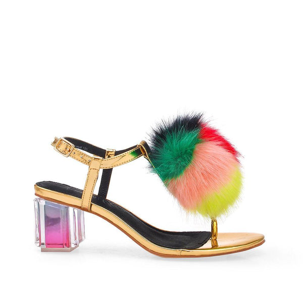 privileged by j.c. dossier Hype Neon Fuzzy Heel with Block Heel