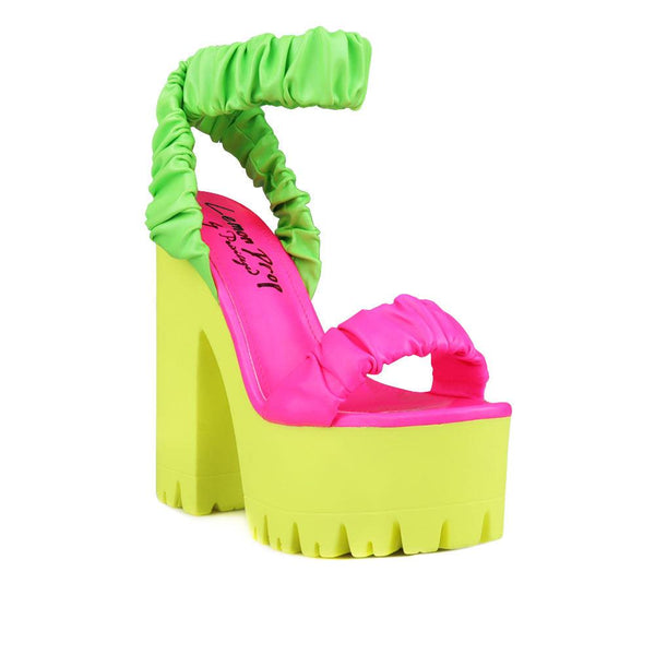 Privileged By J.c. Dossier Ingra Neon Platform Heels – Bold Festival-Ready