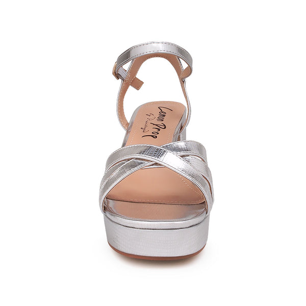 Privileged By J.c. Dossier Irsia Silver Platform Heels