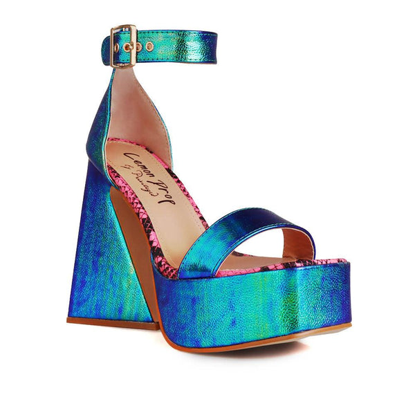 Privileged By J.c. Dossier Jamba Teal Platform Heels