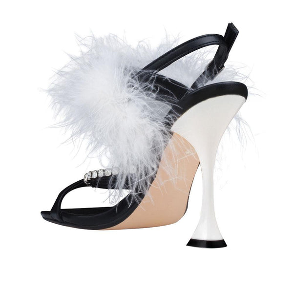 Privileged By J.c. Dossier Jannie Black Rhinestone Heel With Faux Fur