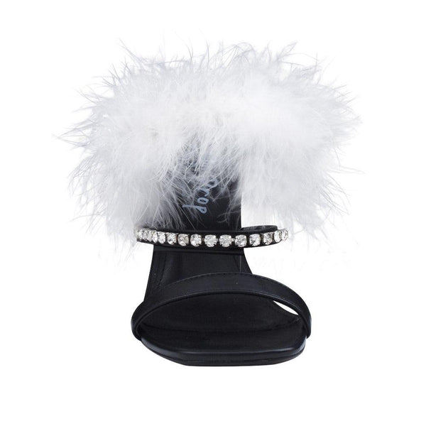 Privileged By J.c. Dossier Jannie Black Rhinestone Heel With Faux Fur