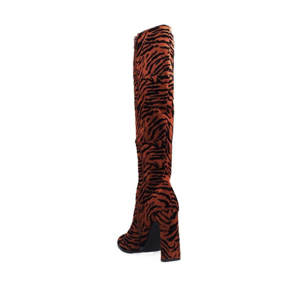 Privileged By J.c. Dossier Janyce Rust Tiger Print Knee-High Boot