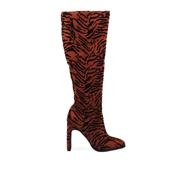 privileged by j.c. dossier Janyce Rust Tiger Print Knee-High Boot