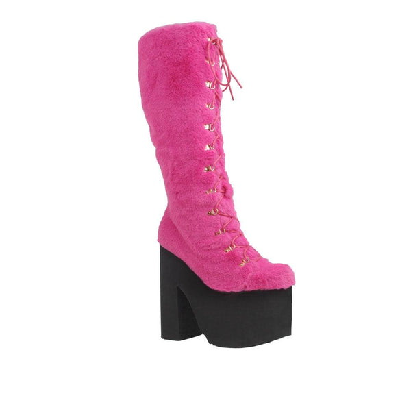 Privileged By J.c. Dossier Jaxin Pink Fuzzy Platform Boot