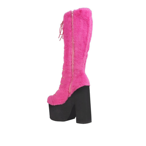 Privileged By J.c. Dossier Jaxin Pink Fuzzy Platform Boot