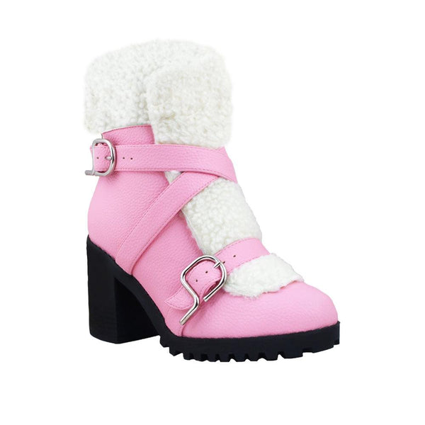 Privileged By J.c. Dossier Jayline Pink Vegan Shearling Bootie