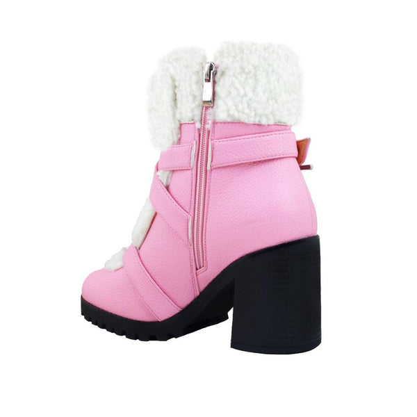 Privileged By J.c. Dossier Jayline Pink Vegan Shearling Bootie