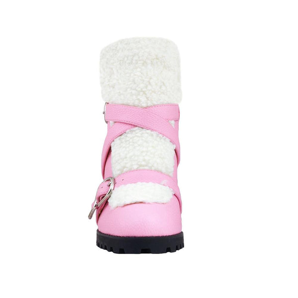 Privileged By J.c. Dossier Jayline Pink Vegan Shearling Bootie
