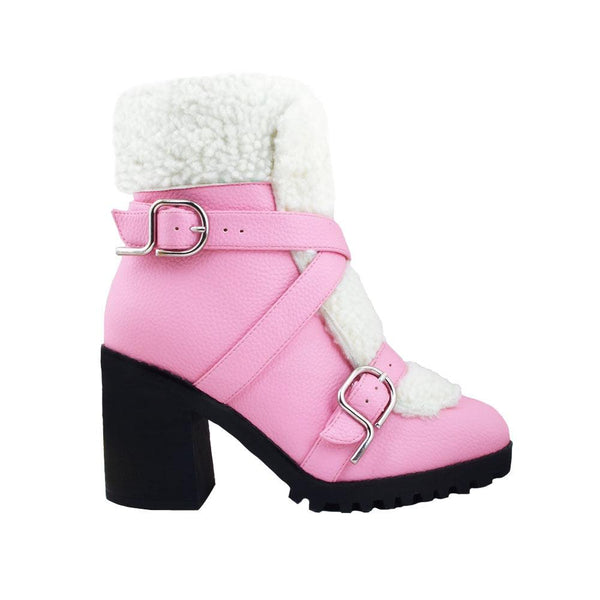 privileged by j.c. dossier Jayline Pink Vegan Shearling Bootie