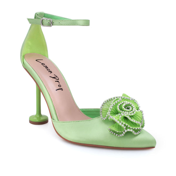 Privileged By J.c. Dossier Jendi Green Rhinestone Heel