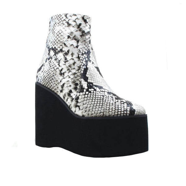 Privileged By J.c. Dossier Jenness Snake Print Platform Bootie