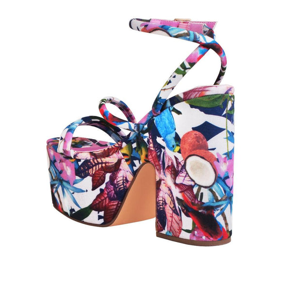 Privileged By J.c. Dossier Jicole Floral Ankle-Strap Platform Heels