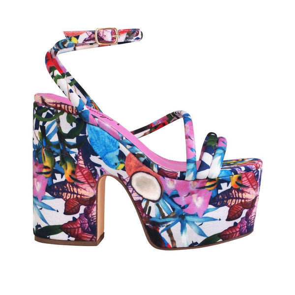privileged by j.c. dossier Jicole Floral Ankle-Strap Platform Heels